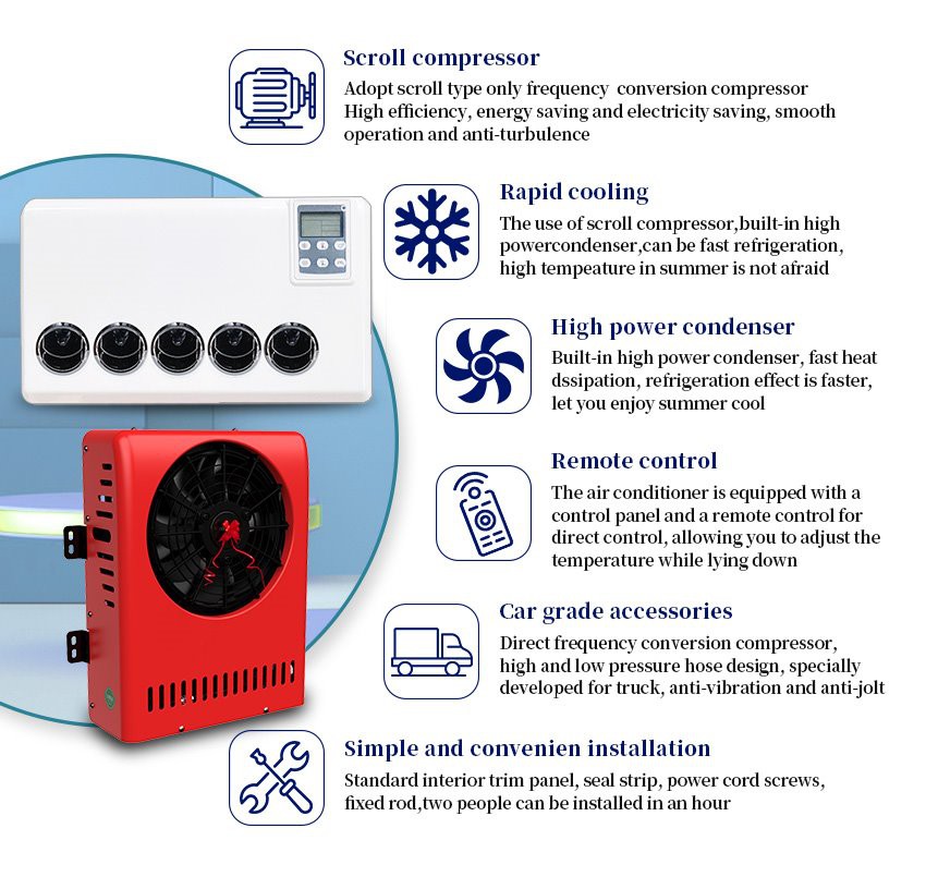 Feature of 12 volt air conditioner for semi trucks Feature of 12 volt air conditioner for semi trucks