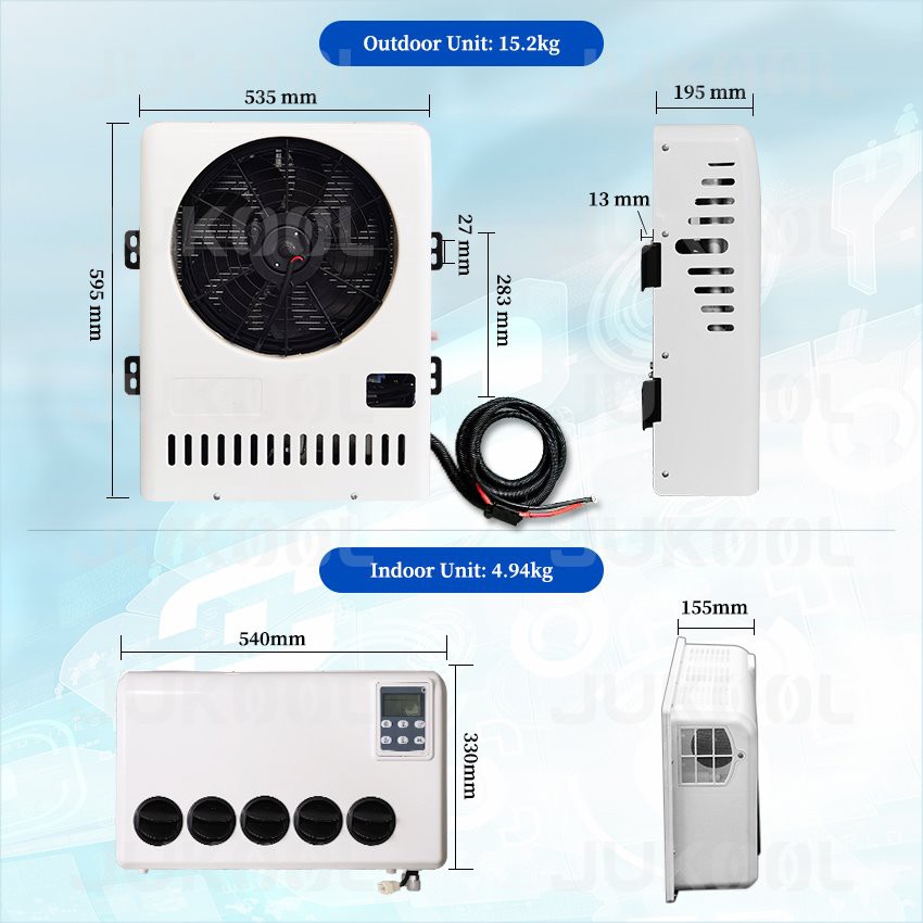 Dimension of 12v truck cab air conditioner