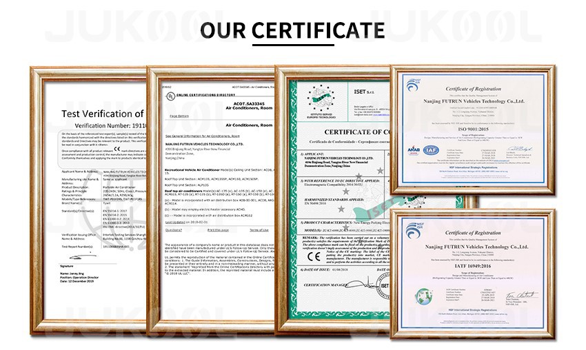 Certificates of Truck Sleeper Ac Units